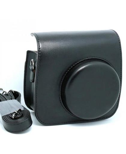 Vintage Case geschikt voor Fujifilm Instax Mini 8 - inclusief hoesje en riem - in mooie zwarte uitvoering
