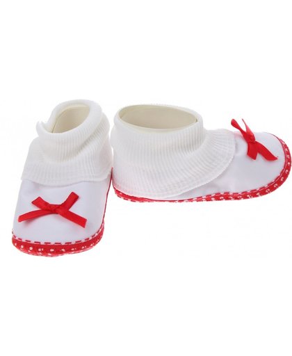 Junior Joy babyschoenen hoog Newborn meisjes wit/rood met strik