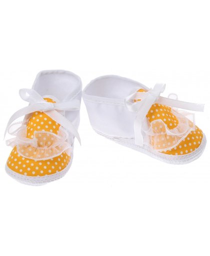 Junior Joy babyschoenen Newborn meisjes wit/geel met stippen