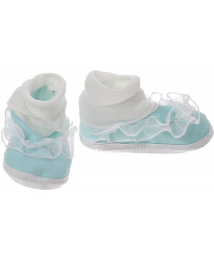 Junior Joy babyschoenen hoog Newborn meisjes lichtblauw/wit met kant