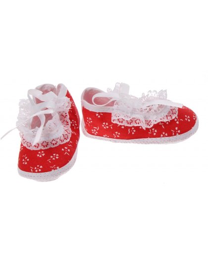 Junior Joy babyschoenen Newborn meisjes rood met witte bloemetjes