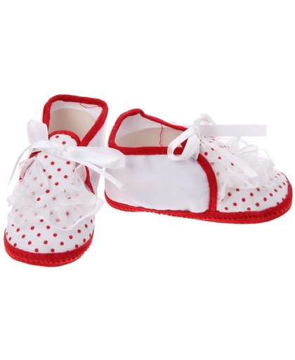 Junior Joy babyschoenen Newborn meisjes wit/rood met stippen
