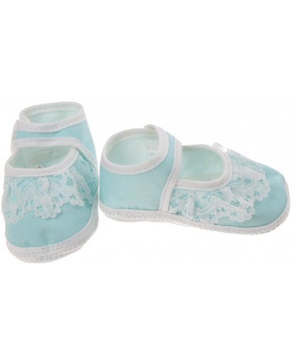Junior Joy babyschoenen Newborn meisjes lichtblauw/wit met kant