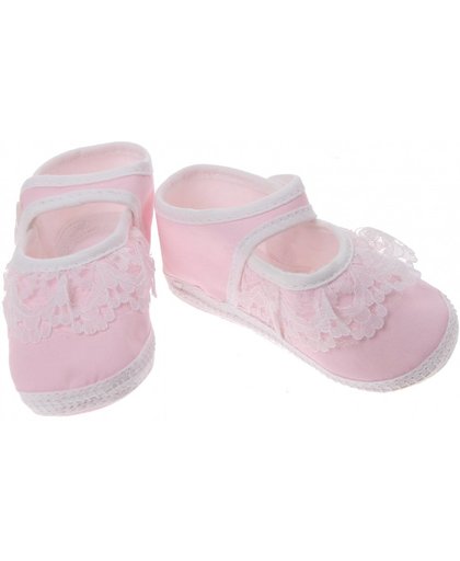 Junior Joy babyschoenen Newborn meisjes roze/wit met kant