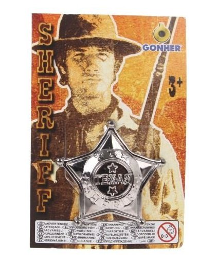 Gonher Sheriff Badge Texas zilver 5,5 cm