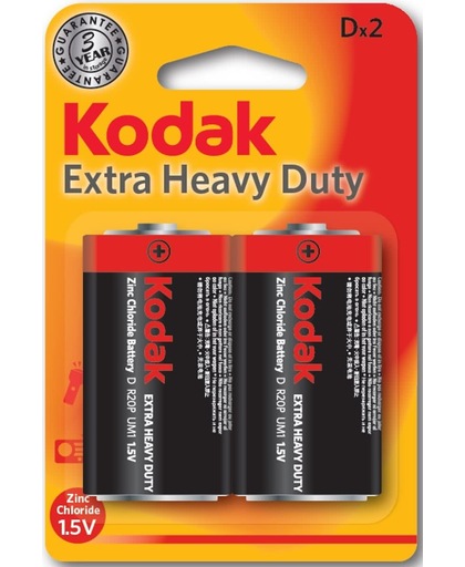 Batterij D Batterijen Kodak Extra Heavy Duty Goede kwaliteit Batterijen - Gratis Verzending - Monocel - 2 Stuks
