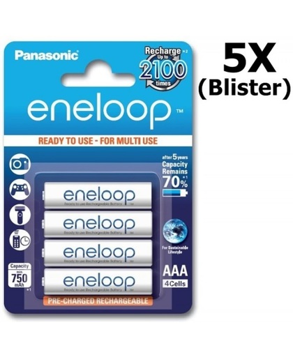 5 x Blisters AAA R3 Panasonic Eneloop Oplaadbare Batterijen