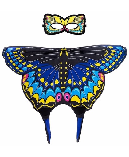 Blauwe zwaluwstaart vlinder verkleedset voor meisjes