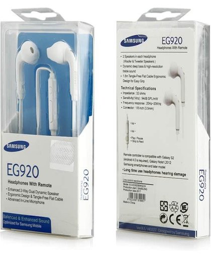 Oordopjes geschikt voor SamsungWit In-Ear Headset Oordopjes met microfoon koptelefoon hoofdtelefoon voor de Samsung Galaxy S5 Plus