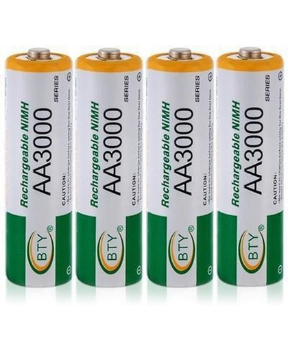AA 3000mAh Oplaadbare Batterijen - 4 stuks