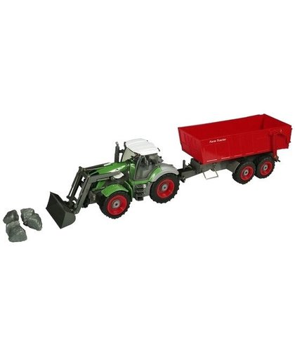 Gearbox RC tractor met aanhanger groen/rood 53 cm