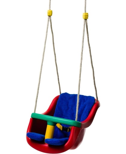 Déko-Play peuter schommel de luxe Rood met inlegkussen blauw en PH touwen.