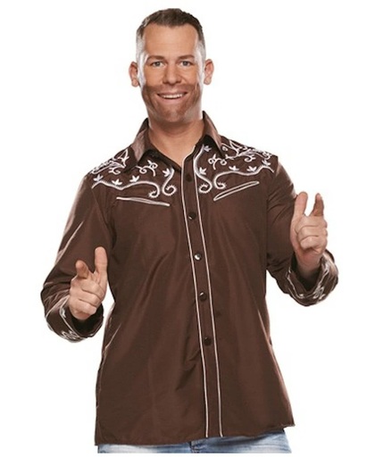 Bruine western cowboy blouse voor heren 50 (m)