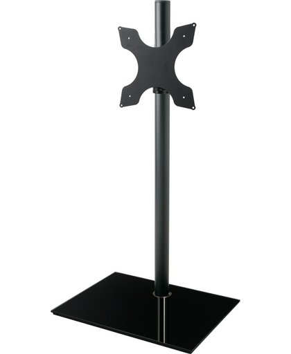 Cavus zwarte vloerstandaard met zwarte glazen voet voor TV's tot 55 inch - 100 cm hoog