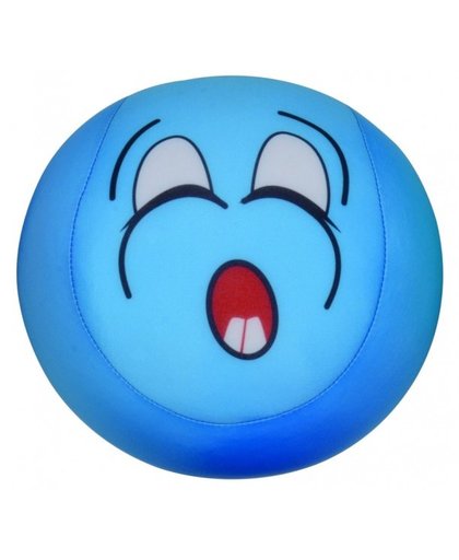 Eddy Toys bal met smiley pluche blauw 15 cm