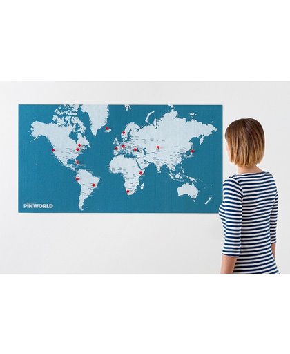 Pin World Wall Map Mini - Blauw