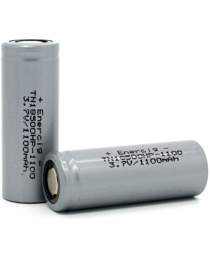 2 Stuks - Enercig IMR18500 Oplaadbare batterij 1100mAh - 22A - Flat Top