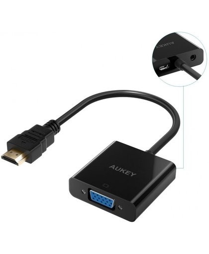 Aukey HDMI naar VGA Adapter 1080P met 3.5mm audio en microUSB laadslot (Converter PC/Xbox/Laptop/PS3)