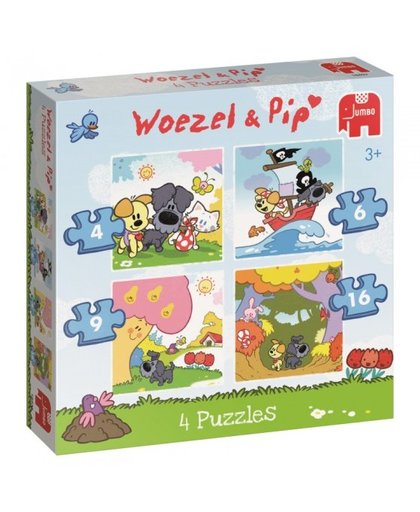 Jumbo Woezel & Pip legpuzzel 4 puzzels 4 tot 16 stukjes