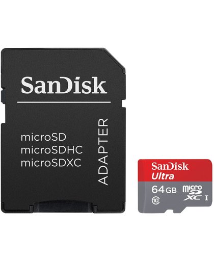 SanDisk Ultra Micro SD Kaart - 64GB - Met Adapter