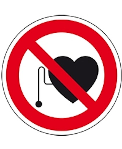 Verbodssticker 'Verboden voor personen met pacemaker', Ø 200 mm