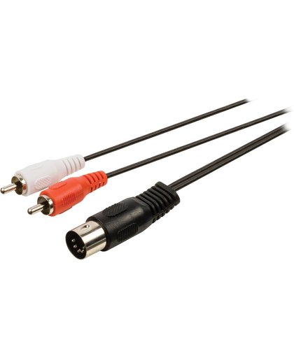 DIN audio adapterkabel 5-pin DIN mannelijk - 2x RCA mannelijk 1,00 m zwart