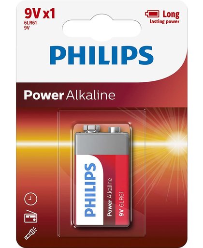 Philips Power Alkaline Batterij 6LR61P1B/10 niet-oplaadbare batterij
