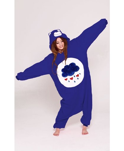 KIMU onesie Troetelbeer Grumpy Bear donkerblauw wolk pak Troetelbeertjes kostuum - maat L-XL - berenpak beer jumpsuit