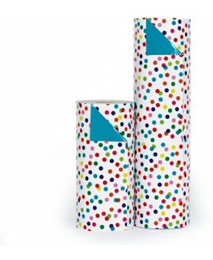 Cadeaupapier Party Confetti - Rol 50cm - 200m - 80gr | Winkelrol / Apparaatrol / Toonbankrol / Geschenkpapier / Kadopapier / Inpakpapier