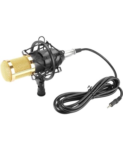 FIFINE F-800 Professional Condenser Sound Recording microfoon met Shock Mount voor Studio Radio Broadcasting, 3.5mm Koptelefoon Port, Kabel Length: 2.5m(zwart)