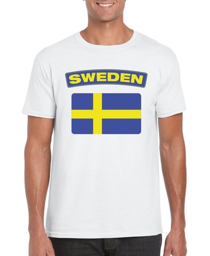 Zweden t-shirt met Zweedse vlag wit heren - maat M