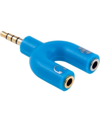 3.5mm Stereo mannetje naar 3.5mm vrouwtje hoofdtelefoon & microfoon Splitter Adapter (blauw)
