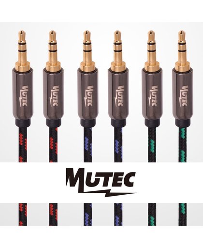 MutecPower "3 Pak" 3 meter 3.5mm Stereo Audio kabel -  Rood/Blauw/Groen gevlochten - mannelijk naar mannelijk - 3m - Ipod/mp3 Auxiliary Aux-in Input kabel