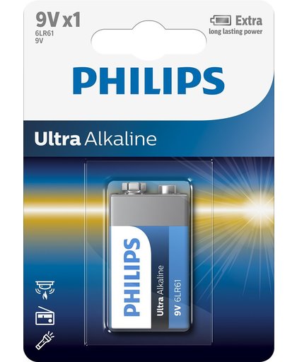 Philips Ultra Alkaline Batterij 6LR61E1B/10 niet-oplaadbare batterij