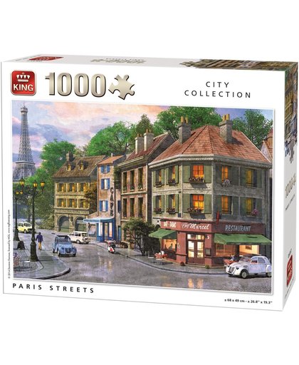 King Puzzel 1000 Stukjes (68 x 49 cm) - Parijs Straten - Legpuzzel Steden - Volwassenen