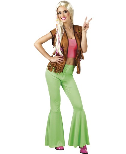Groene discobroek voor vrouwen - Verkleedkleding - Maat M/L