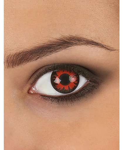 Zwart met rode contactlenzen  - Schmink - One size