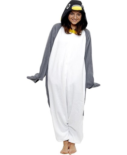 KIMU onesie pinguin pak grijs kostuum - maat XL-XXL - pinguinpak jumpsuit huispak
