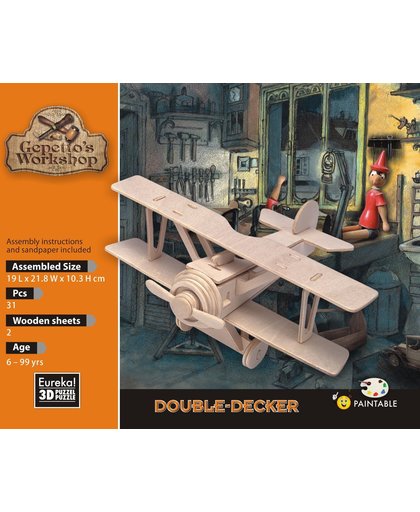 Eureka 3D Puzzel Gepetto's Houten dubbeldekkersvliegtuig - Multiplex