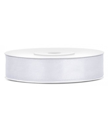 Satijn sierlint wit 12 mm - Satijn decoratie lint