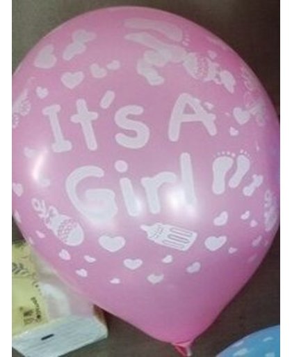Voordeelpak 100 stuks Its a girl roze latex ballon 30 cm hoge kwaliteit voor geboorte
