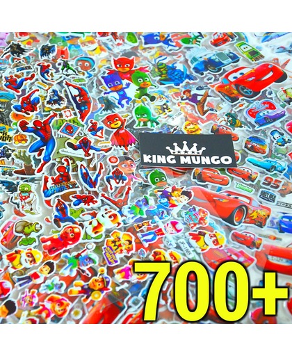 700+ 3D Stickers voor kinderen - 40 stickervellen met Superhelden Spiderman, Batman, Superman, PJ Masks, Paw Patrol, Minions, Angry Birds - Hoogwaardige kwaliteit 3D Bubble sticker - Hoge kwaliteit - King Mungo - KMST005