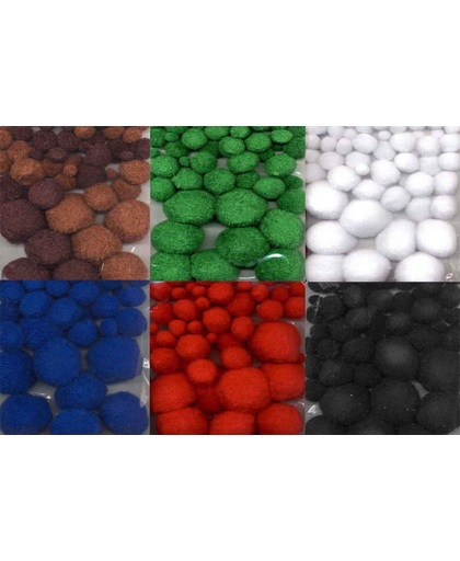 6 Pakjes Mix Pom Poms Set – verschillende kleuren