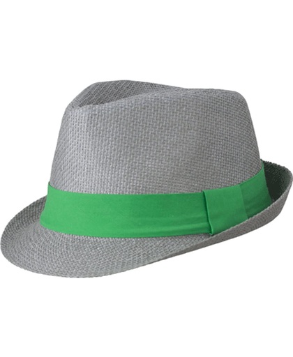 Street style trilby hoedje grijs met groen S/m (56 cm)