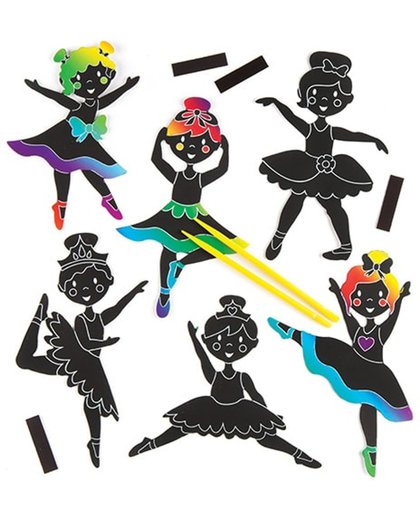 Kraskunstmagneten in de vorm van een ballerina voor kinderen om zelf te maken - Knutselset voor kinderen (10 stuks per verpakking)