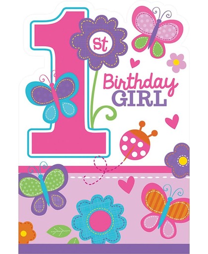 Uitnodigingen 1e verjaardag meisje (8st)