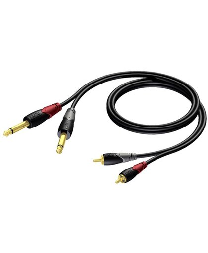 Procab CLA631 2x 6,35mm Jack mono - Tulp stereo 2RCA kabel - 3 meter