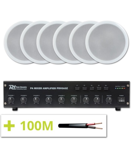 Complete 100V geluidsset met 6 Speakers