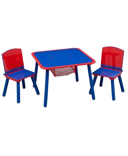 Delta Kids tafel met stoelen hout rood/blauw