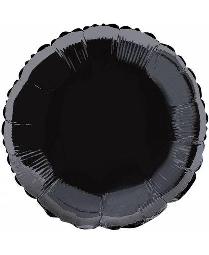folieballon - effen zwart , rond - 45cm leeg
